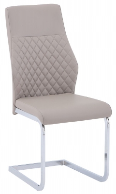 Product photograph of Sheffield Taupe Leather Dining Chair With Chrome Legs Set Of 4 from Choice Furniture Superstore