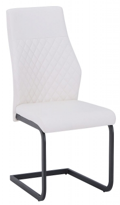 Product photograph of Sheffield White Leather Dining Chair With Black Legs Set Of 4 from Choice Furniture Superstore