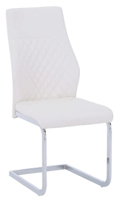 Product photograph of 4 X Sheffield White Leather Dining Chair With Chrome Legs from Choice Furniture Superstore