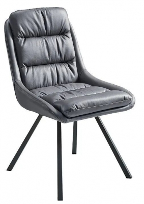 Image of Bellucci Dark Grey Faux Leather Dining Chair with Black Legs (Sold in Pairs)