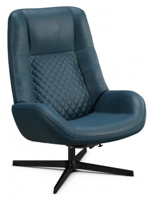 Bordeaux Balder Blue Leather Swivel Recliner Chair