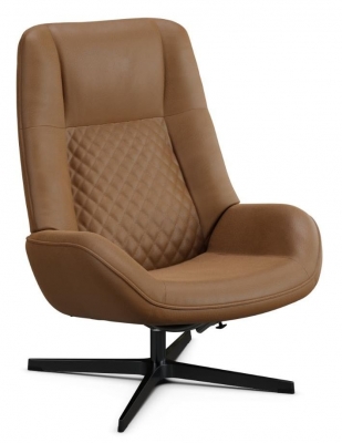 Product photograph of Bordeaux Club Royal Light Brown Leather Swivel Recliner Chair from Choice Furniture Superstore