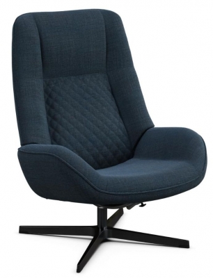 Bordeaux Lido Dark Blue Fabric Swivel Recliner Chair