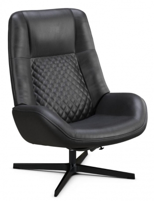 Bordeaux Soft Black Leather Swivel Recliner Chair