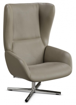 Product photograph of Chef Soft Stone Leather Swivel Recliner Chair from Choice Furniture Superstore