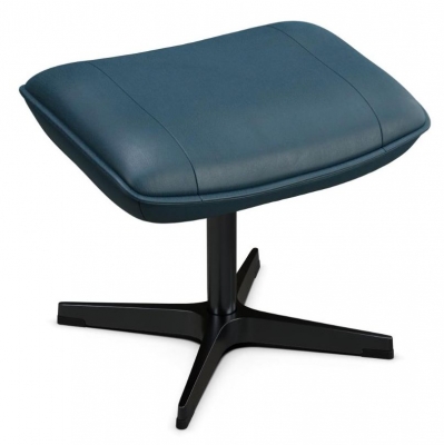 Product photograph of Chef Balder Blue Leather Footstool from Choice Furniture Superstore