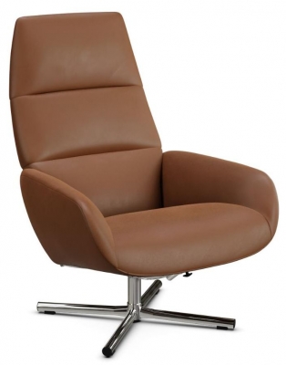 Product photograph of Ergo Balder Cognac Leather Swivel Recliner Chair from Choice Furniture Superstore