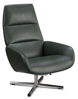 Ergo Balder Dark Green Leather Swivel Recliner Chair