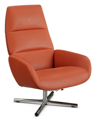 Product photograph of Ergo Balder Orange Leather Swivel Recliner Chair from Choice Furniture Superstore