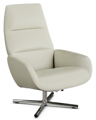Ergo Balder White Leather Swivel Recliner Chair