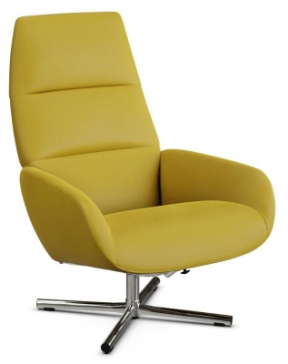 Ergo Balder Yellow Leather Swivel Recliner Chair