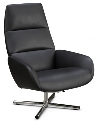 Product photograph of Ergo Club Royal Black Leather Swivel Recliner Chair from Choice Furniture Superstore