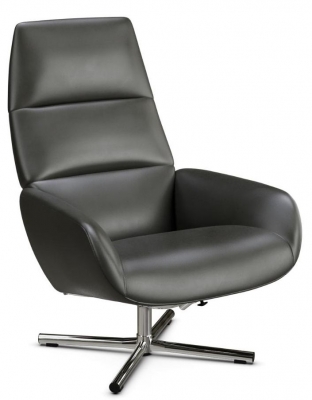 Product photograph of Ergo Club Royal Dark Grey Leather Swivel Recliner Chair from Choice Furniture Superstore