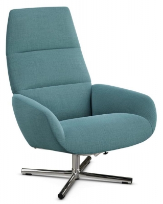 Ergo Lido Light Blue Fabric Swivel Recliner Chair