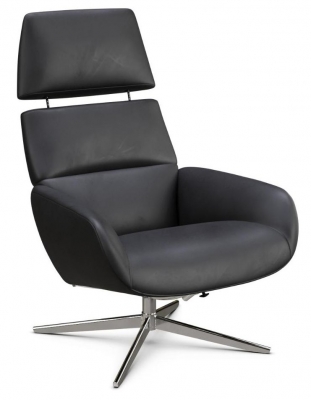 Ergo Plus Balder Black Leather Swivel Recliner Chair