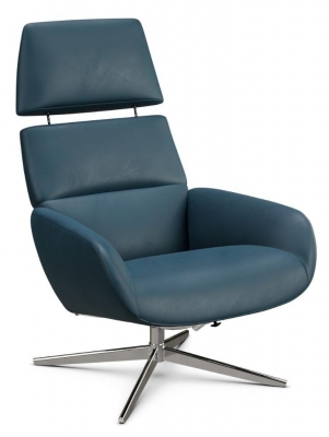 Ergo Plus Balder Blue Leather Swivel Recliner Chair