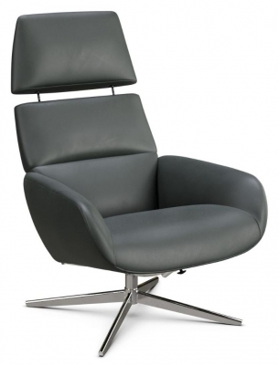 Product photograph of Ergo Plus Balder Grey Leather Swivel Recliner Chair from Choice Furniture Superstore