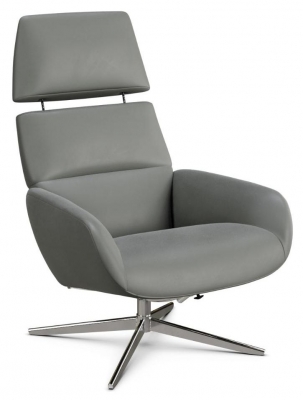 Product photograph of Ergo Plus Balder Light Grey Leather Swivel Recliner Chair from Choice Furniture Superstore