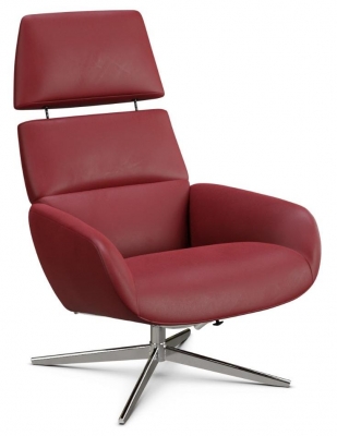 Ergo Plus Balder Red Leather Swivel Recliner Chair