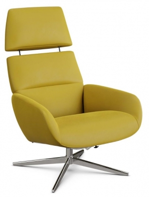 Ergo Plus Balder Yellow Leather Swivel Recliner Chair