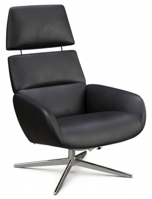 Product photograph of Ergo Plus Club Royal Black Leather Swivel Recliner Chair from Choice Furniture Superstore