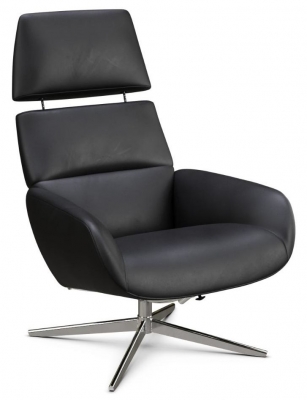 Ergo Plus Club Royal Black Leather Swivel Recliner Chair
