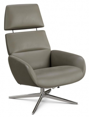 Ergo Plus Club Royal Taupe Leather Swivel Recliner Chair