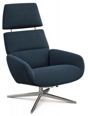 Product photograph of Ergo Plus Lido Dark Blue Fabric Swivel Recliner Chair from Choice Furniture Superstore