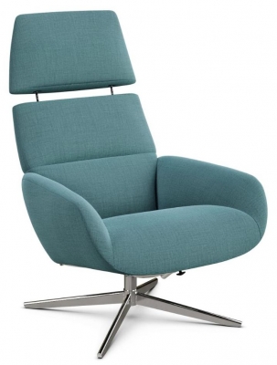 Product photograph of Ergo Plus Lido Light Blue Fabric Swivel Recliner Chair from Choice Furniture Superstore