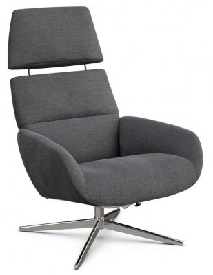 Product photograph of Ergo Plus Yeti Fr Dark Grey Fabric Swivel Recliner Chair from Choice Furniture Superstore