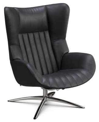 Product photograph of Firana Balder Black Leather Swivel Recliner Chair from Choice Furniture Superstore