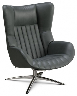 Product photograph of Firana Balder Grey Leather Swivel Recliner Chair from Choice Furniture Superstore