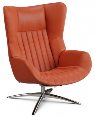 Product photograph of Firana Balder Orange Leather Swivel Recliner Chair from Choice Furniture Superstore