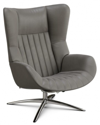 Product photograph of Firana Balder Stone Leather Swivel Recliner Chair from Choice Furniture Superstore