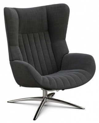 Product photograph of Firana Lido Dark Grey Fabric Swivel Recliner Chair from Choice Furniture Superstore