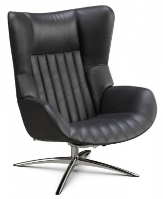 Product photograph of Firana Soft Black Leather Swivel Recliner Chair from Choice Furniture Superstore