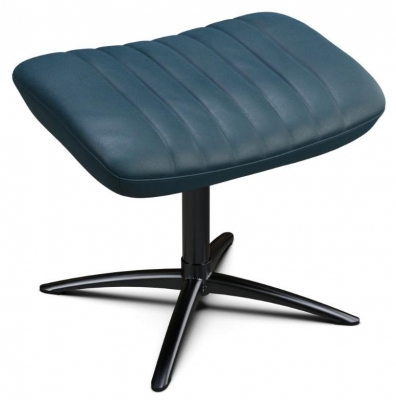 Product photograph of Firana Balder Blue Leather Footstool from Choice Furniture Superstore