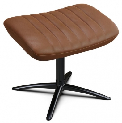 Product photograph of Firana Balder Cognac Leather Footstool from Choice Furniture Superstore