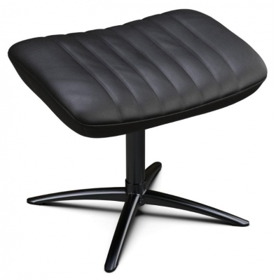 Product photograph of Firana Club Royal Black Leather Footstool from Choice Furniture Superstore