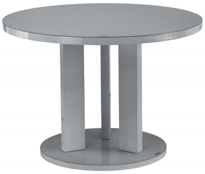 Ellie 2 Seater Round Dining Table - Grey Gloss Glass Table Top with Tempered Glass Base