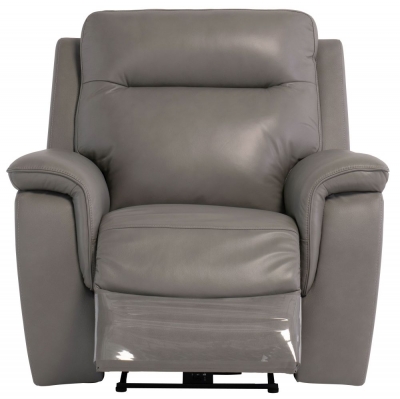 Corona Grey Leather Electric Recliner Armchair