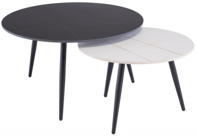 Product photograph of Luna White And Black Set Of 2 Round Coffee Table from Choice Furniture Superstore