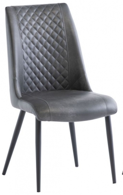Product photograph of Jose Grey Faux Leather Dining Chair With Black Powder Coated Legs Sold In Pairs from Choice Furniture Superstore