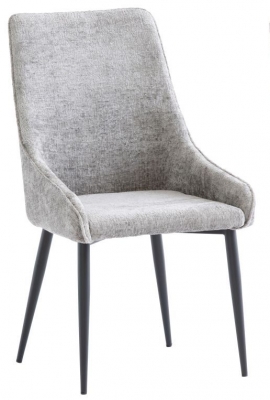 Product photograph of Noxen Grey Fabric Dining Chair With Black Powder Coated Legs Sold In Pairs from Choice Furniture Superstore