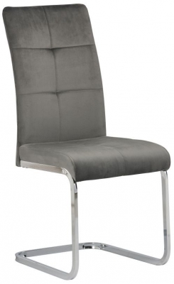 Product photograph of Florence Grey And Chrome Fabric Dining Chair With Cantilever Base Sold In Pairs from Choice Furniture Superstore