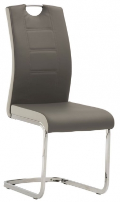 Product photograph of Nisswa Grey And Chrome Faux Leather Dining Chair Sold In Pairs from Choice Furniture Superstore