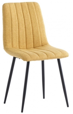 Lara Yellow Fabric Dining Chair with Black Powder Coated Legs (Sold in Pairs)