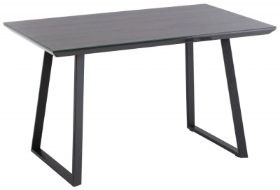 Product photograph of Fairfield 4 Seater Dining Table - Grey Oak Glass Top With Black Powder Coated Base from Choice Furniture Superstore