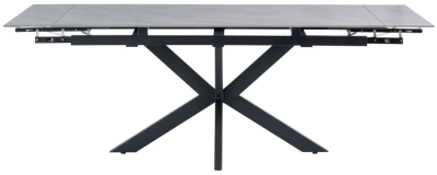 Barbara 170cm-180cm Extending Dining Table - Grey Sintered Stone top with Black Powder Coated Legs