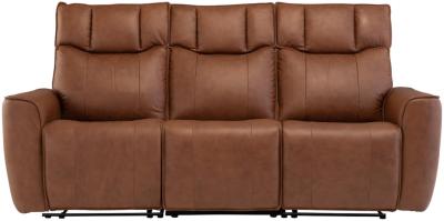 Dolfino Tan Leather 3 Seater Electric Recliner Sofa